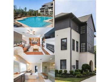 Inviting exterior showcasing a pool, and modern brick and siding architecture at 6626 Sterling Dr, Sandy Springs, GA 30328