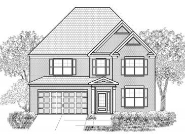 Rendering of a two-story brick home with an attached garage and a well-manicured lawn at 3790 Near Star Ln, Cumming, GA 30028
