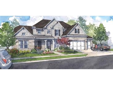 Charming two-story home featuring a landscaped front yard, a two-car garage, and covered front porch at 668 Crest Line Trl, Powder Springs, GA 30127