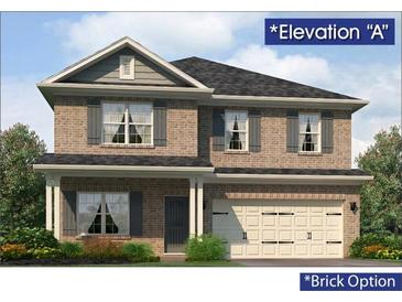 Charming two-story brick home with gray shutters, a covered porch, and a two-car garage at 5011 Fairview Cir, Villa Rica, GA 30180