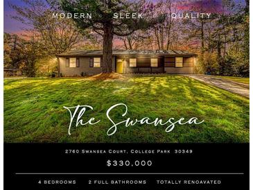 Charming one-story home with a well-manicured lawn and inviting curb appeal at 2760 Swansea Ct, College Park, GA 30349