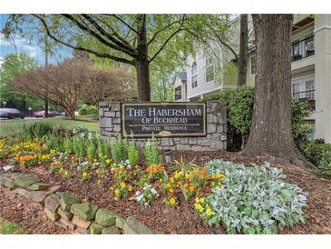 Community sign with beautiful landscaping at The Habersham of Buckhead private residences at 3655 Habersham Ne Rd # B-254, Atlanta, GA 30305