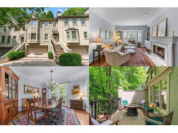 Collage showcasing the exterior, living room, dining room, and outdoor patio at 1180 Brookhaven Park Ne Pl, Brookhaven, GA 30319