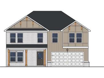 Charming home exterior with brick accents, covered porch, and attached garage at 208 Crabapple St, Mcdonough, GA 30253