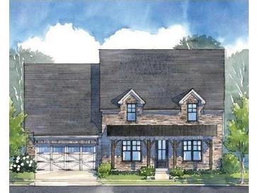 Charming two-story home with brick facade, covered porch, and attached two-car garage at 5345 Keepsake Court, Cumming, GA 30040