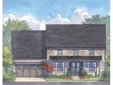 Charming home featuring stone accents, a covered entry, and a welcoming three-car garage at 5395 Keepsake Court, Cumming, GA 30040