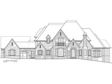 Detailed elevation rendering of a two-story home with brick and stone accents at 409 Thunder Rd, Buford, GA 30518
