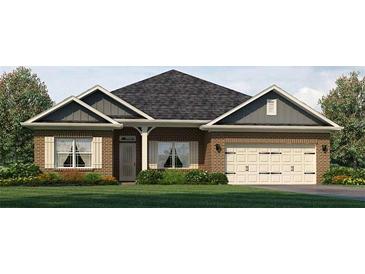 New construction one-story home with brick exterior and two-car garage at 267 Eason St, Bowdon, GA 30108