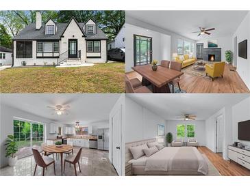 Charming home with black and white trim, a well-manicured lawn, and mature trees at 1322 Thurgood Sw St, Atlanta, GA 30314