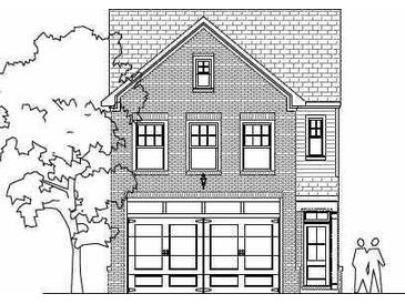 Rendering of a brick two-story home with a two-car garage and classic architectural detailing at 1924 William Glen St, Dacula, GA 30019