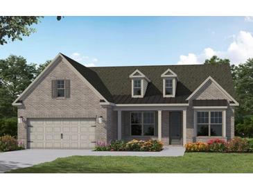 Charming one-story brick home with a well-manicured lawn and an attached two-car garage at 301 Sobeck Way, Canton, GA 30115
