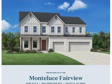 Two-story home featuring a brick exterior, multiple garage bays and professionally landscaped yard at 1994 Freestone Way, Marietta, GA 30064