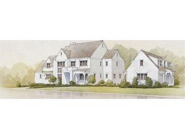 Watercolor rendering of an elegant two-story home with a connected 2-car garage at 1210 Mayfield Rd, Milton, GA 30009