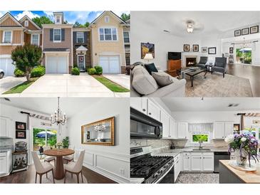 Charming townhome featuring well-maintained landscaping and an attached one-car garage at 1914 Lakeshore Overlook Nw Cir, Kennesaw, GA 30152