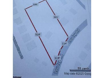 A map showing lot lines and dimensions of the property at 4897 Lou Ivy Rd, Peachtree Corners, GA 30096