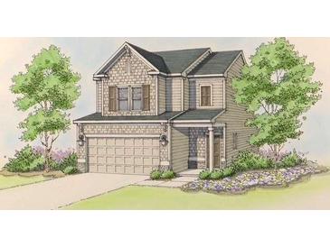 Charming two-story home with a neutral color palette, a two-car garage, and a well-manicured lawn at 2673 Jordan Ln, Lithia Springs, GA 30122