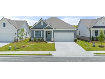 Charming one-story home featuring a well-manicured front lawn and a two-car garage with a concrete driveway at 64 Lakeview Pt, Dallas, GA 30157
