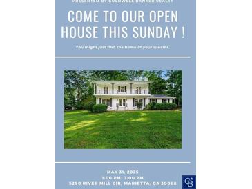 Inviting two-story home with a spacious front yard, perfect for entertaining this Sunday during our open house event at 5290 River Mill Cir, Marietta, GA 30068
