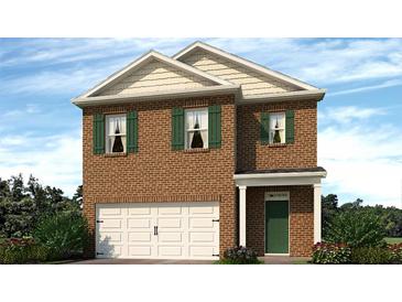 Two-story brick home with attached garage, green shutters, and manicured landscaping at 3048 Manor Hill Pl, Union City, GA 30291