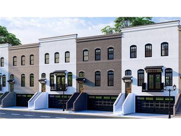 Row of townhomes with varying brick colors and garage doors at 343 Sugarview Rd, Sugar Hill, GA 30518