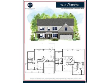 Charming two-story home with gray and white siding, a covered porch, and a two-car garage, set amongst lush trees at 183 Silvercrest Dr, Acworth, GA 30101