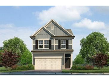 Charming two-story home featuring a gabled roof, gray siding, black shutters, and an attached garage at 1270 Meadowbrook Dr, Jonesboro, GA 30238