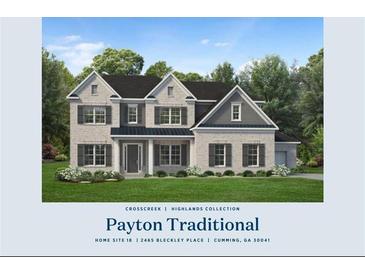 Charming two-story home with classic architectural details and a beautifully landscaped front yard at 2465 Bleckley Pl, Cumming, GA 30041
