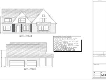 Detailed front and right elevation architectural drawing showcases house design at 7947 Post Rd, Winston, GA 30187