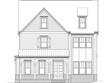 Detailed exterior elevation showing siding, windows, and porch of the house plan at 591 Brashy St, Woodstock, GA 30188