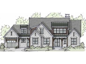 Sketch of a charming two-story home with a garage and intricate detailing at 122 Palisade Dr, Rydal, GA 30171