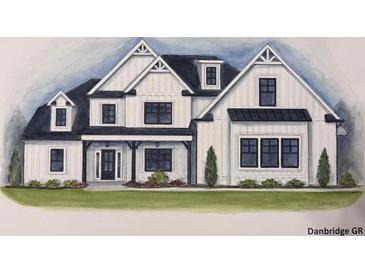 Charming modern farmhouse with white siding, black trim, covered porch and manicured lawn at 161 West Lake Blvd, Carrollton, GA 30116