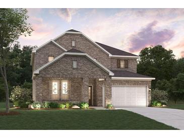 Charming two-story brick home with a manicured lawn, a two-car garage, and a welcoming front porch at 2038 Brookhill Way, Snellville, GA 30078