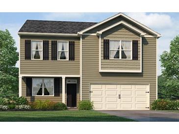Charming two-story home featuring a two-car garage, well-maintained lawn, and traditional design elements at 203 Oak View Way, Dallas, GA 30157