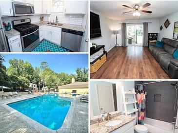 Image collage of the property including kitchen, living room, pool, and bathroom at 5400 Roswell Rd # K2, Atlanta, GA 30342