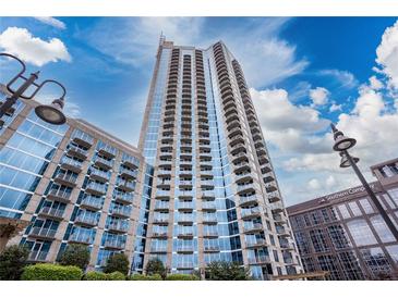 Stunning exterior view of modern high rise building with reflective glass and balconies at 400 W Peachtree Nw St # 3711, Atlanta, GA 30308