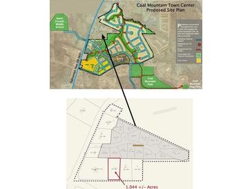 Proposed site plan shows the neighborhood trail network and green spaces with regional connections near the town center at 3534 Dahlonega Hwy, Cumming, GA 30028