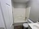 Bathroom featuring tub/shower combo and vanity with undermount sink at 110 Peridot Pl, South Fulton, GA 30349