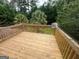 Wooden deck with railings overlooking the backyard at 3393 Madison Farm Way, Snellville, GA 30039
