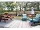 Lawn and patio feature outdoor seating, flowers, and a retaining wall with a garden at 121 Pinnacle Ln, Mcdonough, GA 30253