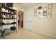 Bedroom with a ceiling fan, American flag, view into the hallway, and closet at 121 Pinnacle Ln, Mcdonough, GA 30253