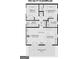 Detailed 750 sq ft floorplan featuring open patio, living room, kitchen, bathroom, and two bedrooms at 17 Cheney St, East Point, GA 30344