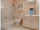 Bathroom features tub and shower combination along with a single sink vanity at 2560 Almont Way, Roswell, GA 30076