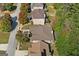 Aerial view of homes with brown roofs in a quiet neighborhood at 4424 Bellwood Cir, Atlanta, GA 30349