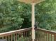 View from covered back porch overlooking the private, wooded backyard at 4424 Bellwood Cir, Atlanta, GA 30349