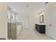 Bathroom featuring a shower, soaking tub, vanity with sink, tile flooring, and natural light at 515 Bohannon Rd # 13, Grantville, GA 30220
