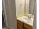 Small bathroom with single vanity and wood cabinets at 2570 Picardy N Cir # B, Atlanta, GA 30349