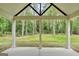 Covered patio showcasing tranquil views of the private backyard with mature trees at 241 Ben Horton Dr, Mcdonough, GA 30253