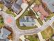 Overhead aerial view of a well maintained neighborhood highlighting the property's location within a cul-de-sac at 1115 Oakpark Drive Dr, Mcdonough, GA 30253