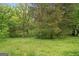 The backyard features a gently sloping lawn and mature trees at 734 W College St, Bowdon, GA 30108