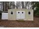 Exterior view of storage shed, providing convenient space for storing tools and outdoor equipment at 130 Nicki Ct, Hampton, GA 30228